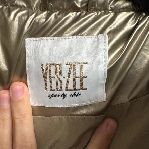 NWT YES-ZEE Gold Oversized Puffer Coat Italian Designer Size Medium - Picture 5 of 5